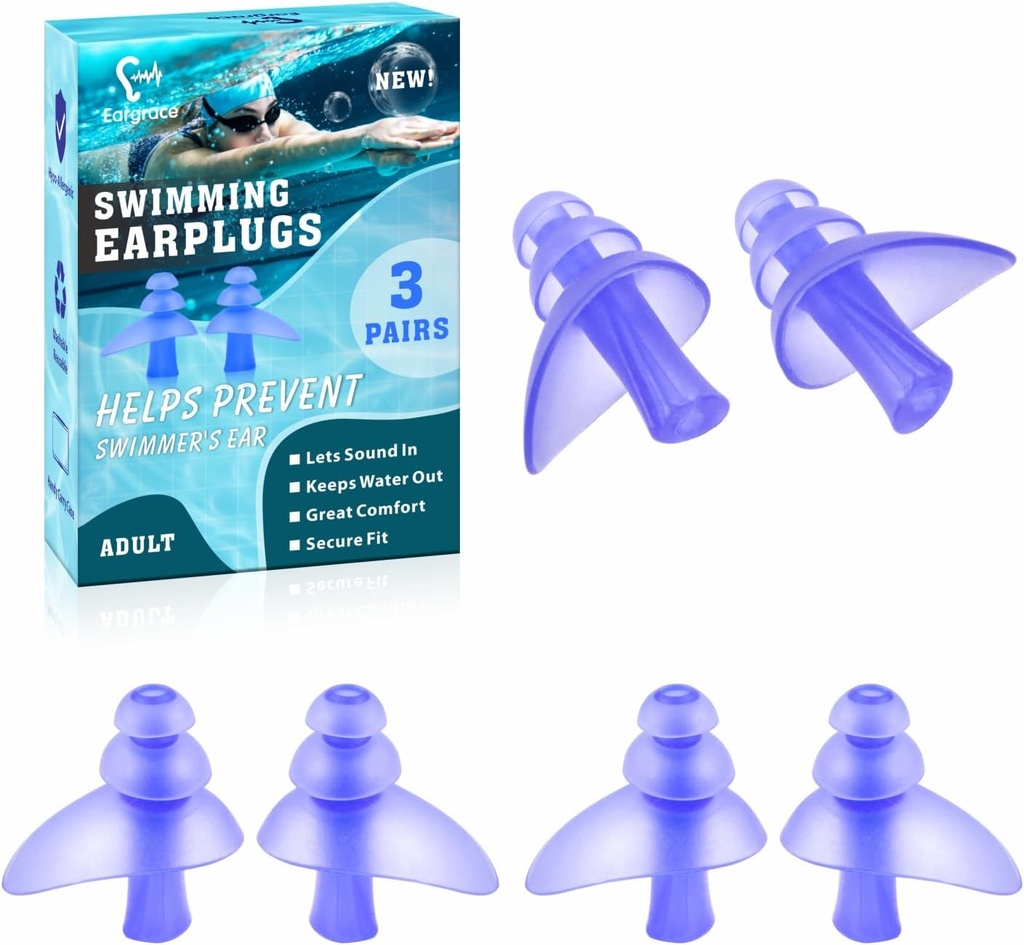 Auction Lot - 23 x Brand New 3 Pairs of Swimming Ear Plugs - Reusable Silicone Ear Plugs 