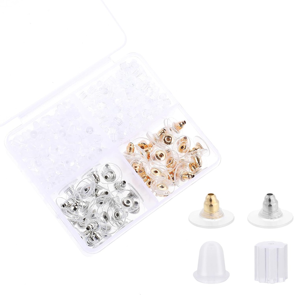 Auction Lot - 39 x Brand New 1120 PCS Plastic Earring Backs 4 Styles Silicone Earring Backs