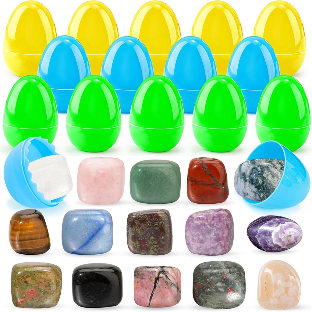 Auction Lot - 6 x Brand New Easter Basket Stuffers for Kids with 15Pcs Gemstones Prefilled Easter Eggs