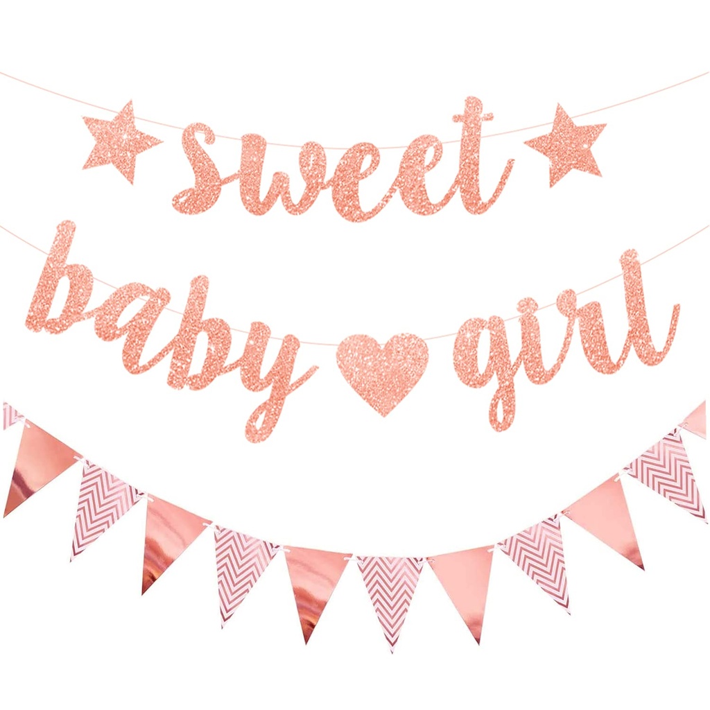 Auction Lot - 26 x Brand New Baby Shower Decorations Sweet Baby Girl Banner