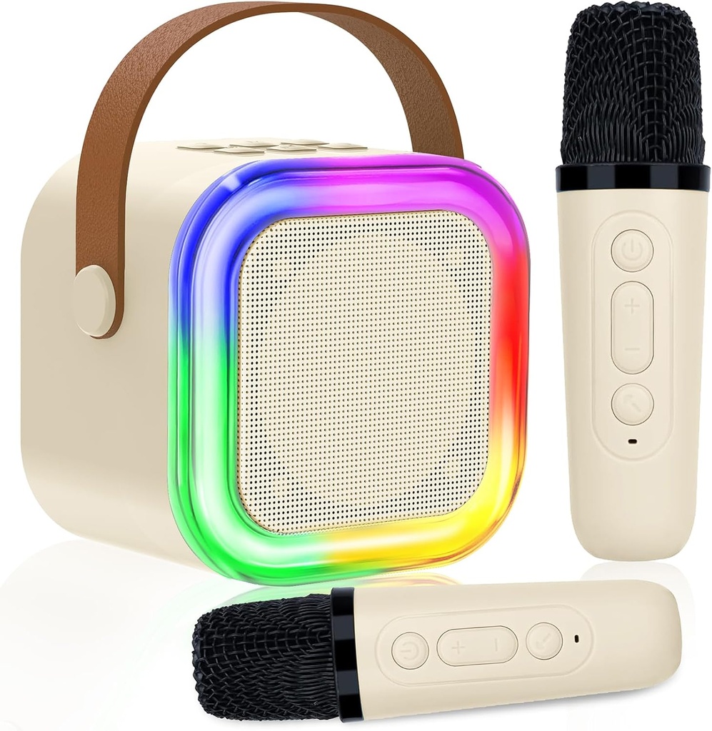 Karaoke Machine Kids with 2 Wireless Microphones, Portable Bluetooth Speaker Kids Karaoke 