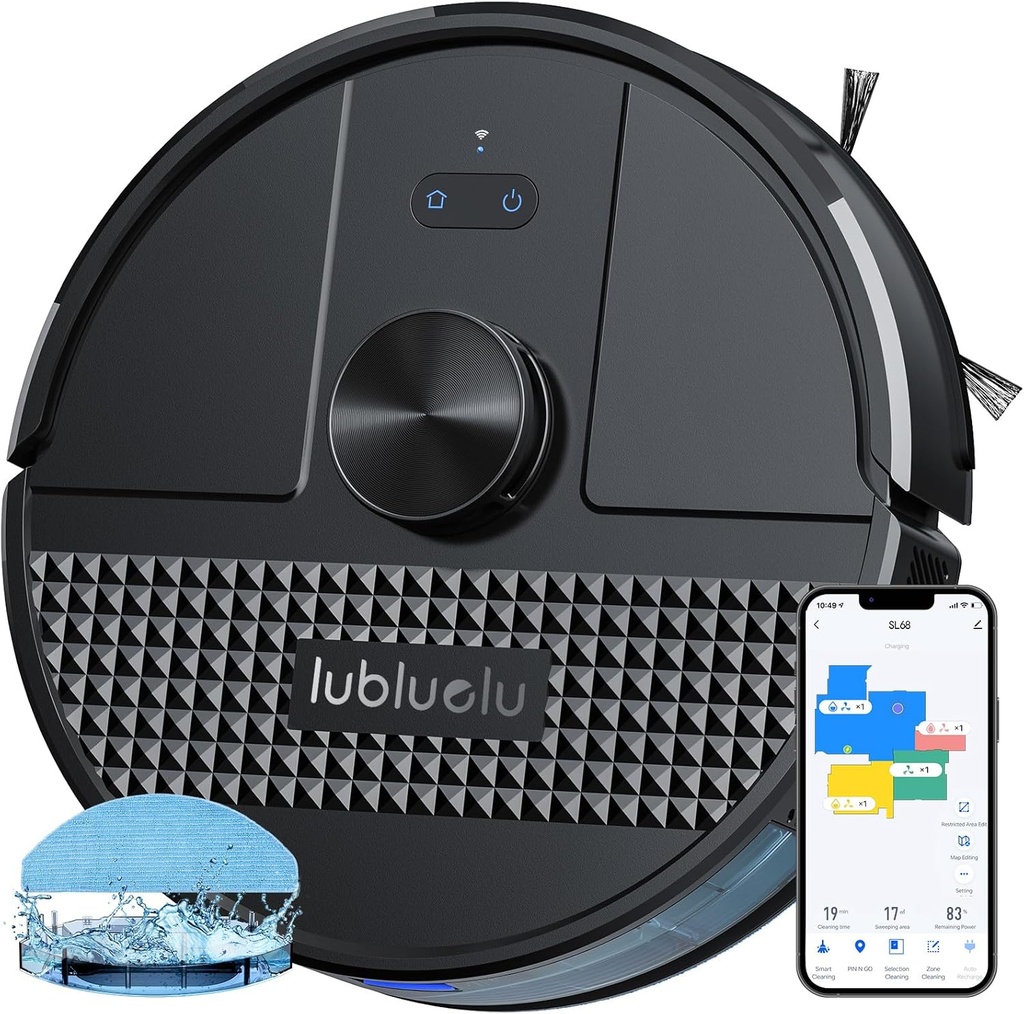 Lubluelu Robot Vacuum Cleaner with Mop 4500Pa,3 in 1 Robotic Vacuum, Laser Navigation, 5 Ma