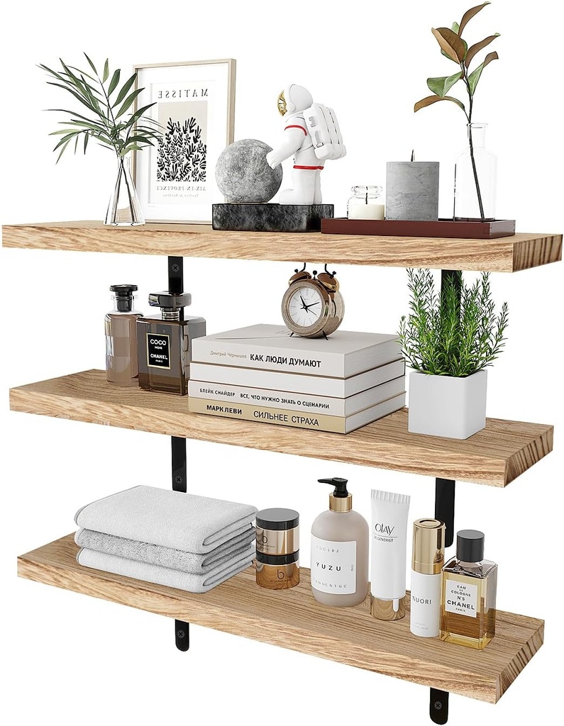 Floating Shelves 60cm long, Wall Mounted Shelf, Set of 3