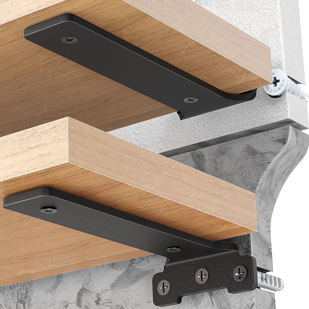 Yeabett Shelf Brackets, 2 Pack Right Angle Floating Shelf Brackets 30cm, 70kg Load Capacity