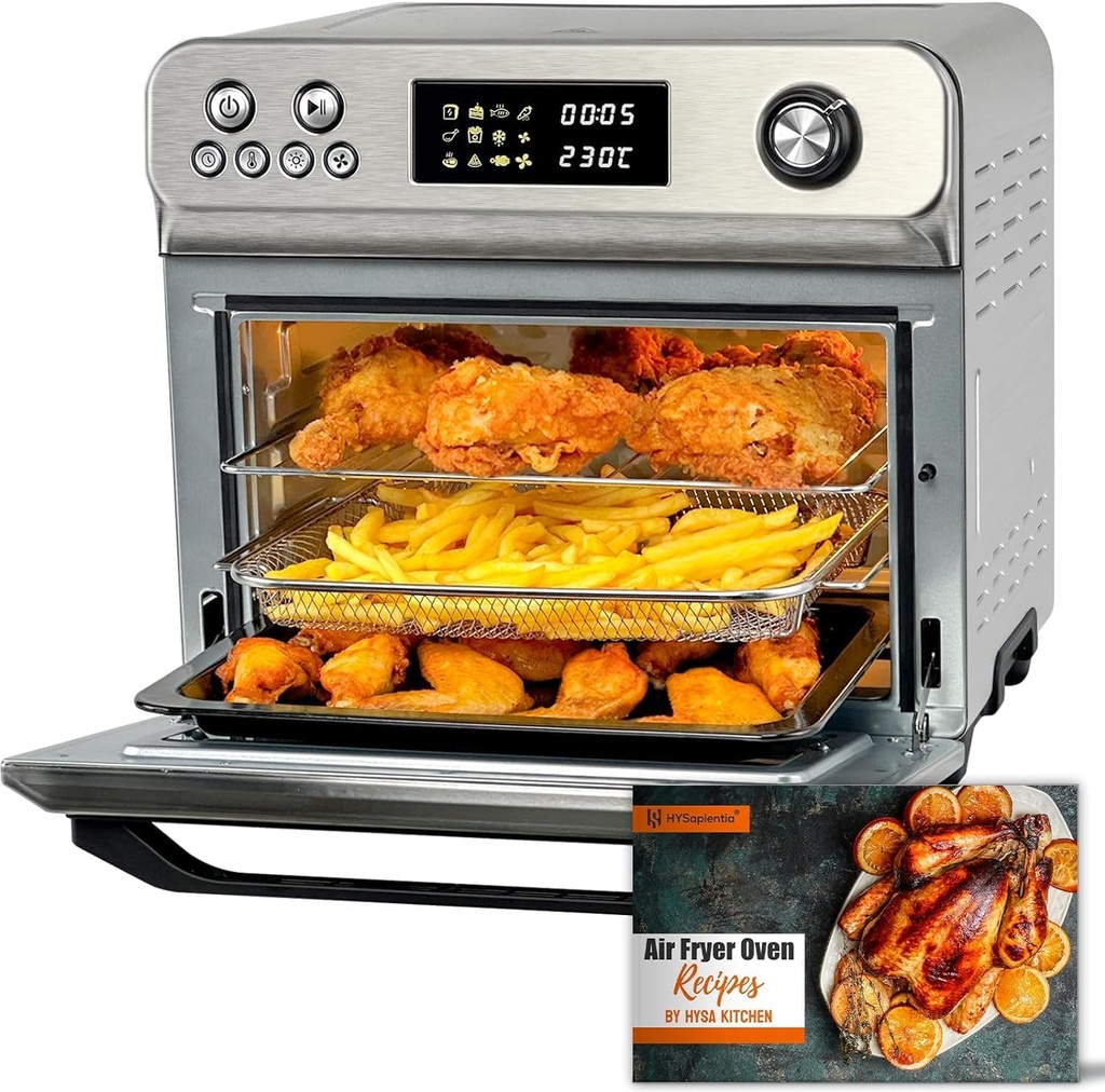 HYSapientia 24L Air Fryer Oven With Rotisserie Large XXL Digital Knob 1800W 10 in 1