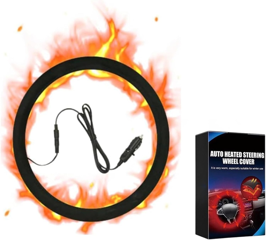 Car Steering Wheel 12V Heated Cover,Heated Steering Wheel Cover,Universal size plush Steeri
