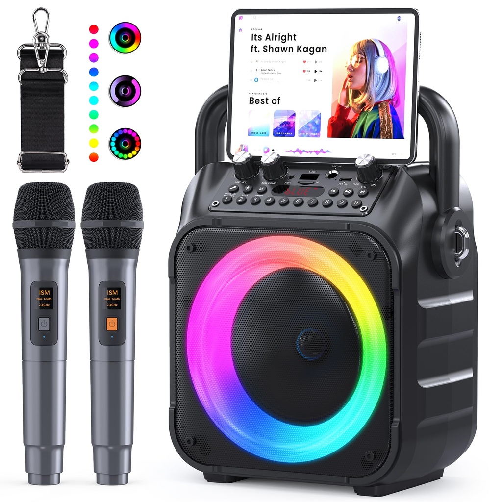 Ankuka Karaoke Machine 2 Microphones Karaoke Machine for Adults & Kids Portable Bluetooth
