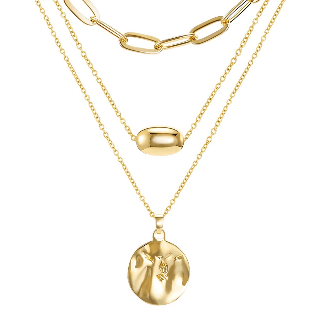 18K Gold Plated Necklace, Simple Women's Layered Collarbone Chain, Fashionable Charm Pendant