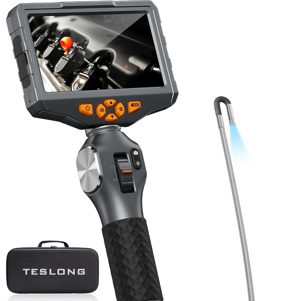 Teslong 3.9mm Two-Way Articulating Inspection Camera with Light, 5-inch IPS Endoscope Inspe