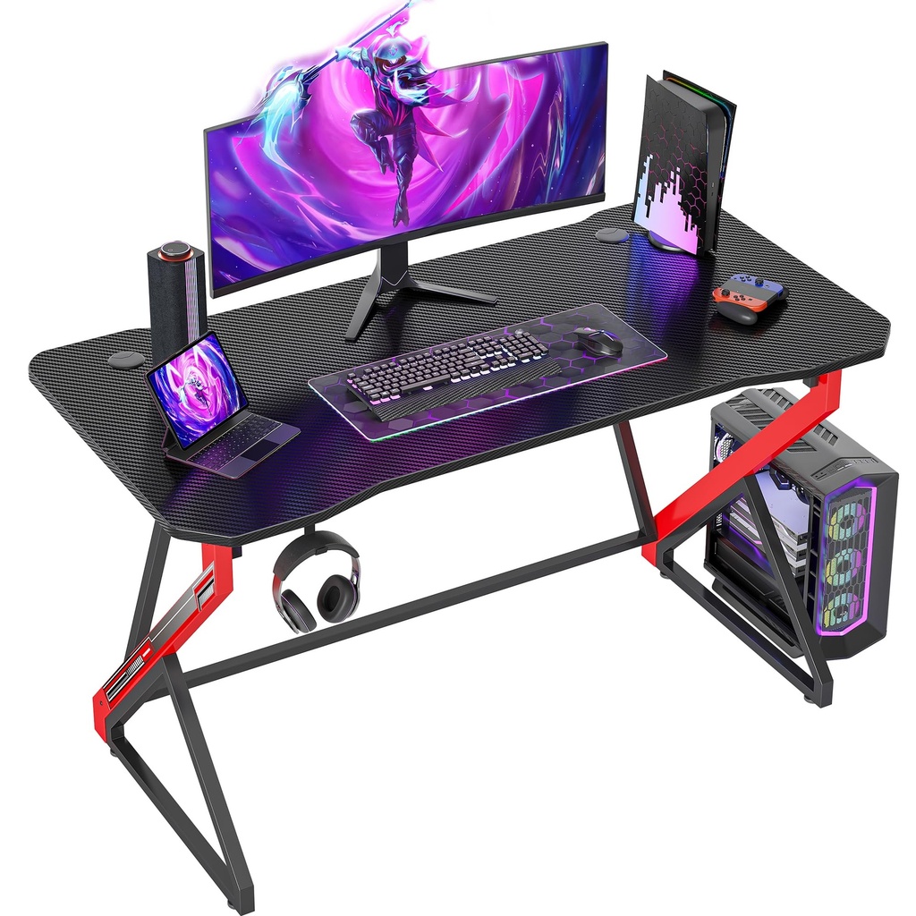 BEXEVUE Gaming Desk - 120 cm Ergonomic Computer Desk Esport Gamer Table, Carbon Fiber Z Fra