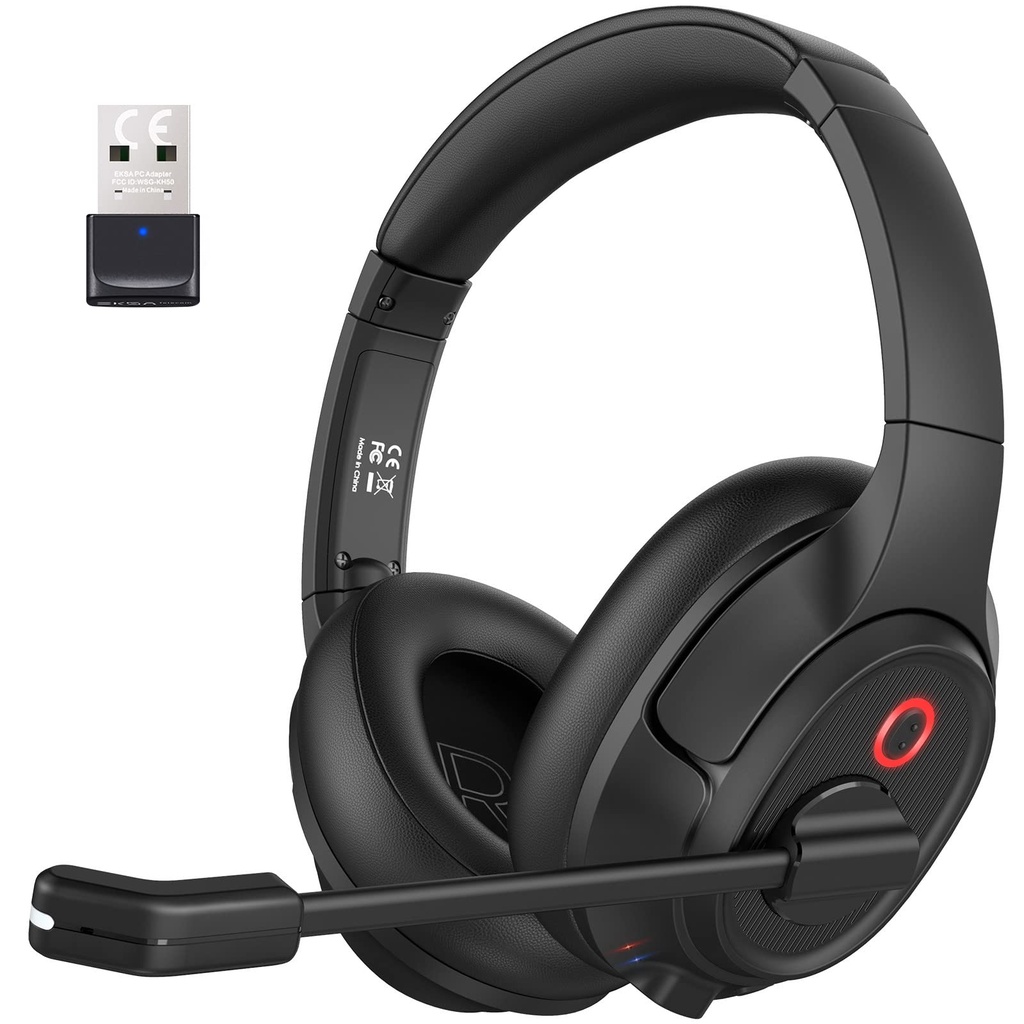 EKSA H6 Wireless Headset with Microphone & USB Dongle [Up to 55 Hours & 10 Metre Range]