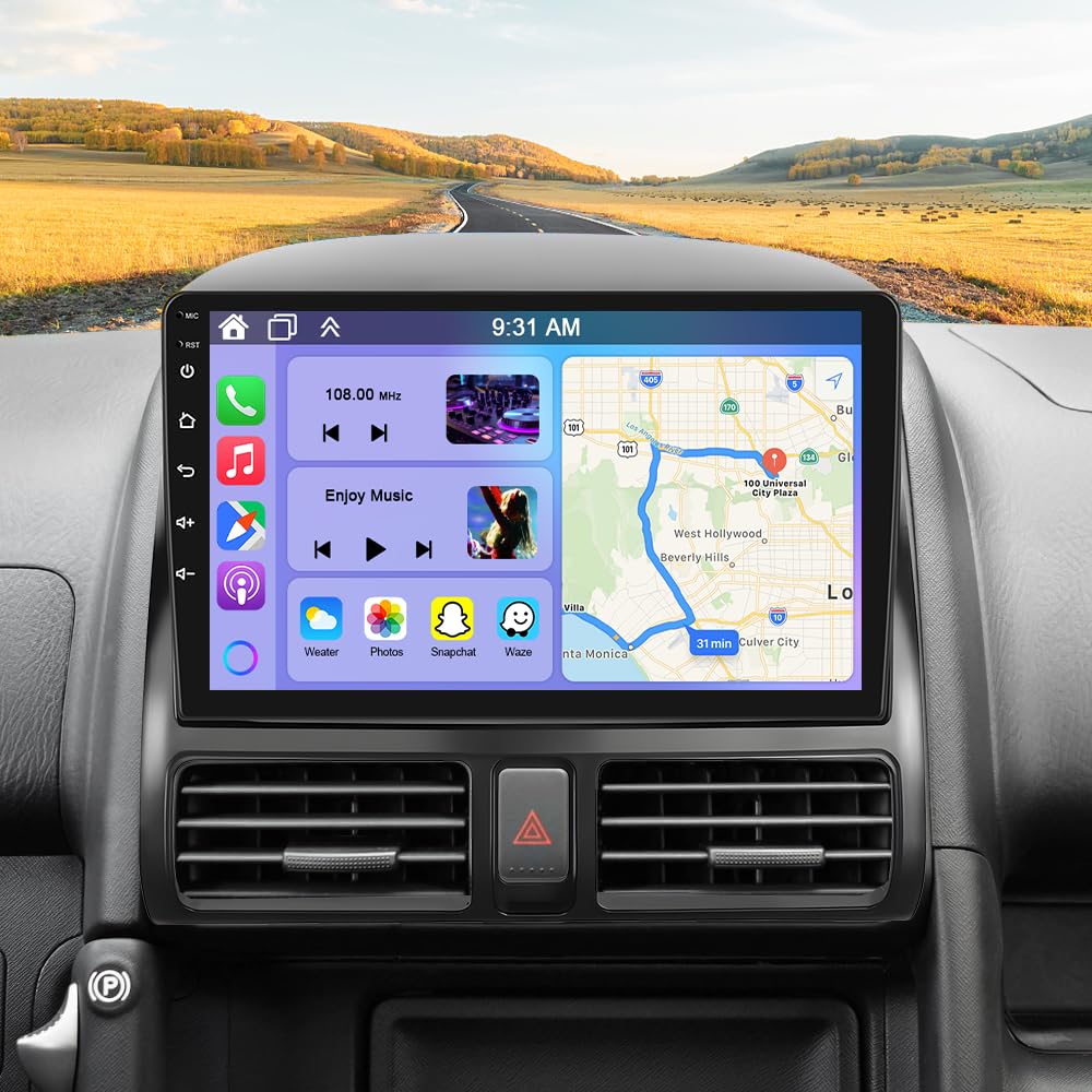 9 Inch Car Stereo for Honda CRV 2001-2006 with Wireless Carplay Android Auto, 4G+64G Android