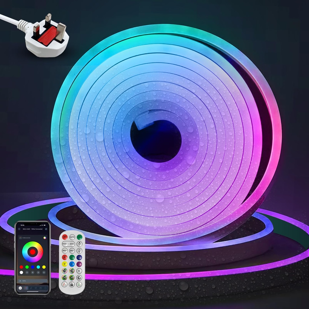 YOODI RGBIC Neon Rope Light 20M Outdoor Waterproof IP65 240V LED Strip Light with App/Remote