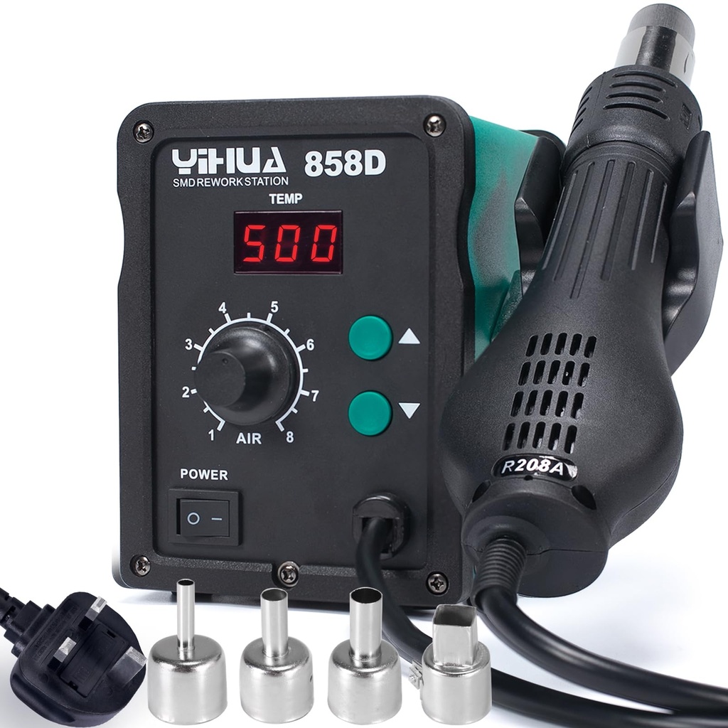 YIHUA 858D Hot Air Rework Station 700W for SMD Soldering and desoldering with Adjustable Te