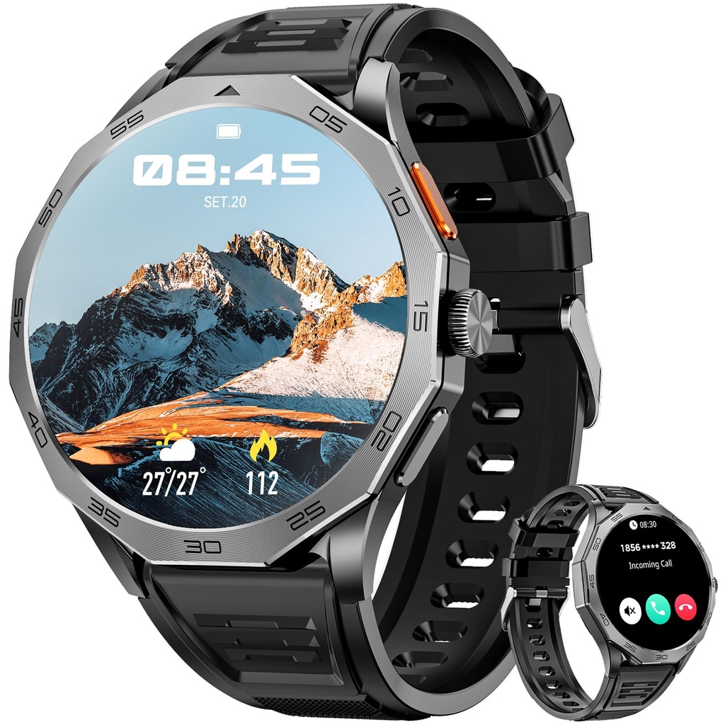 Military Smart Watch for Men Answer/Make Calls 710mAh Big Battery, 1.85" HD Ultra Screen 
