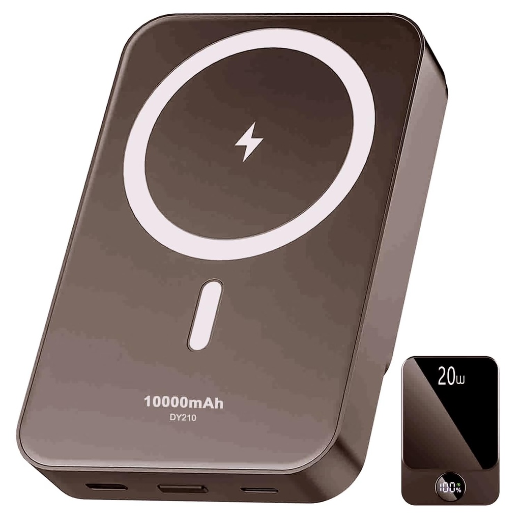 20W Fast Charging Portable Charger, Wireless Power Bank with LED Display, Small USB-C