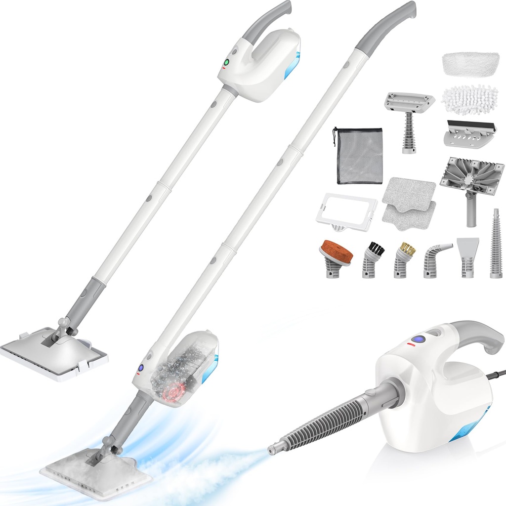10-in-1 Steam Mop with Detachable Handheld Steamer, Multi & Up Steamer for Cleaning