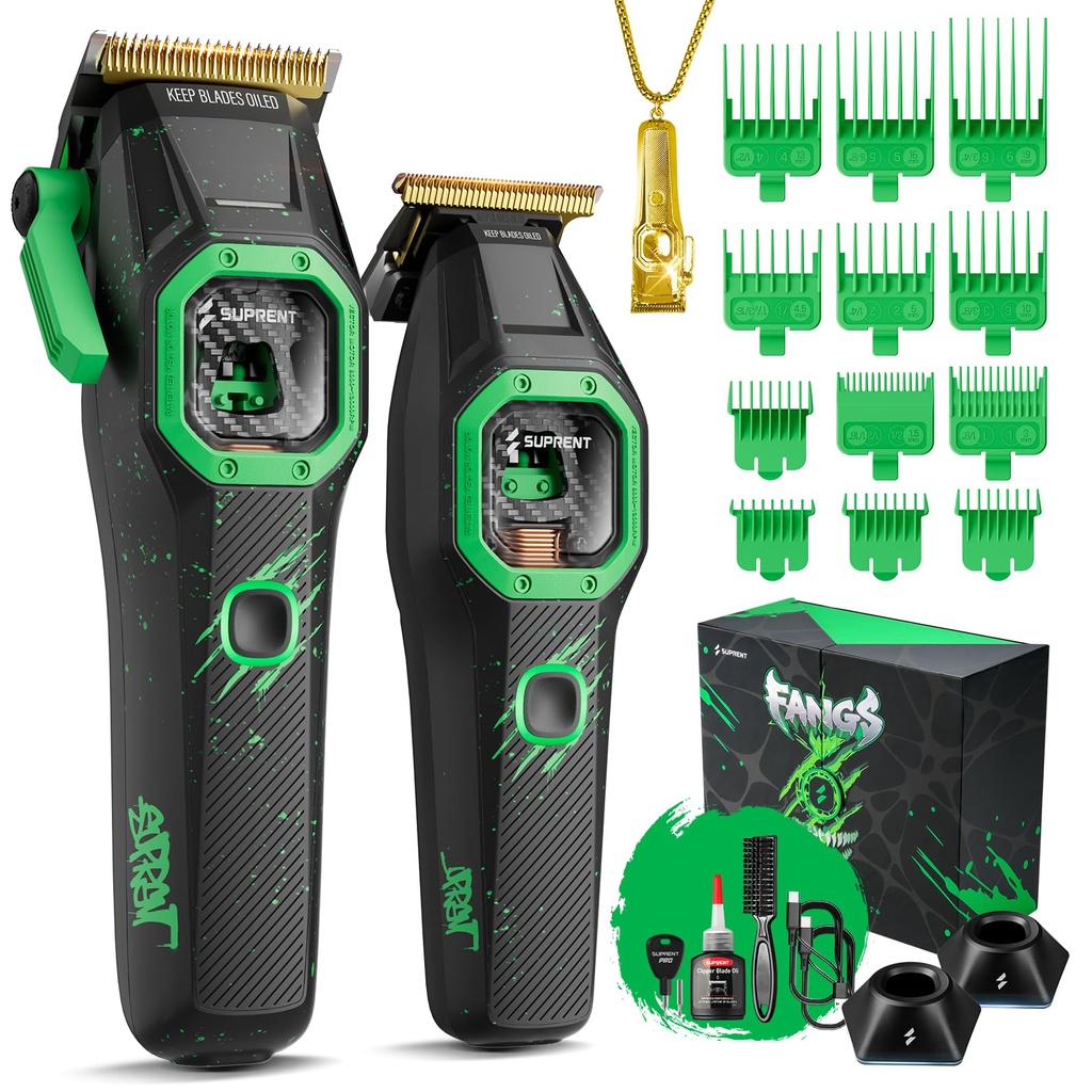 SUPRENT Fangs Professional Barber Clippers - High-Performance 13,000 RPM Vector Motor Hair