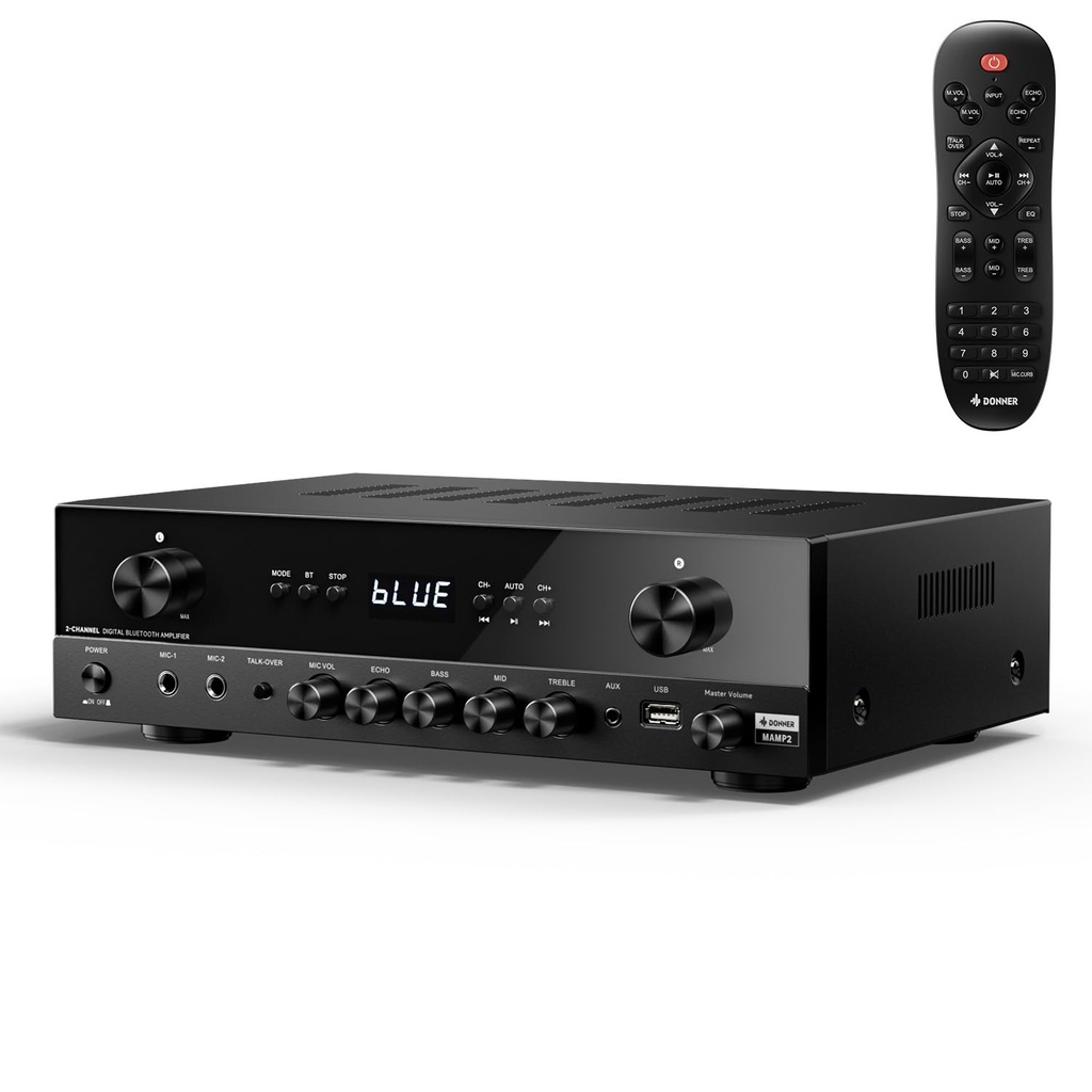 Donner Stereo Receivers, 5.1 Channel Audio Amplifier with Bluetooth 5.3, Optical/Coaxial,