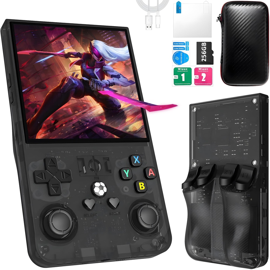 R36MAX Retro Handheld Game Console,Game Console with 256GB TF Card, 40000+ Classic Games
