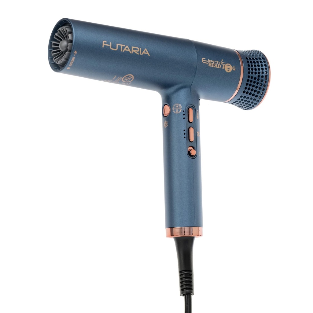 Electric Head Jog Futaria Hair Dryer. Lightweight Hairdryer with 2 Nozzles & Diffuser. Fast
