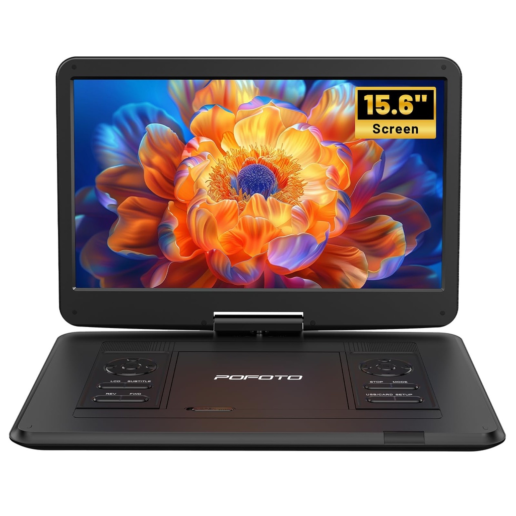 17.5" Portable DVD Player with 15.6" Large HD Swivel Screen, 6 Hours Battery, Region Free,