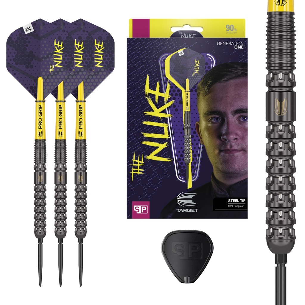 Target Darts Luke Littler G1 Steel Tip Swiss Point Darts, 90% Tungsten Dart, 23G 