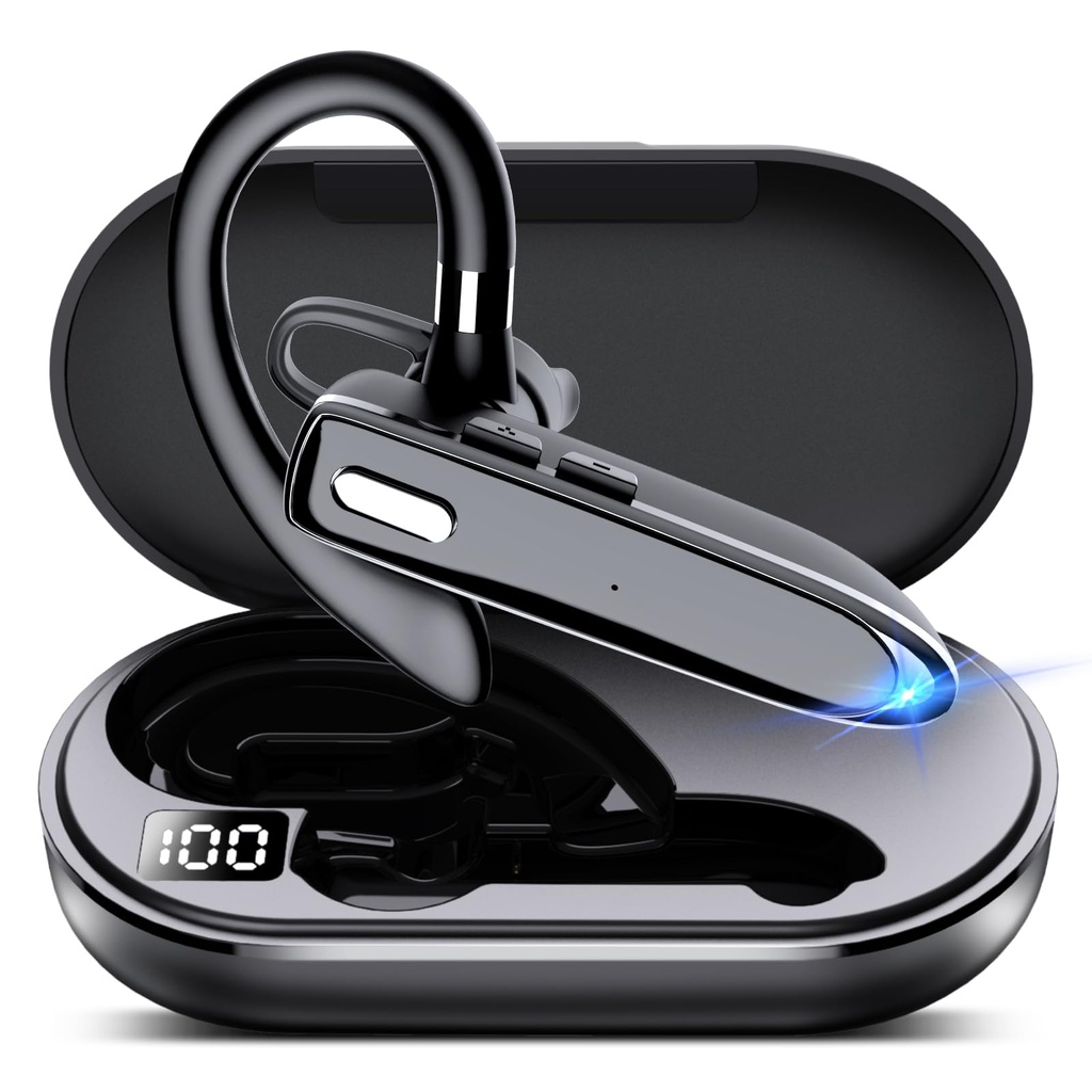 EUQQ Bluetooth Single wireless Headset Handsfree Earpiece for phone, V5.3 in-Ear Headphone