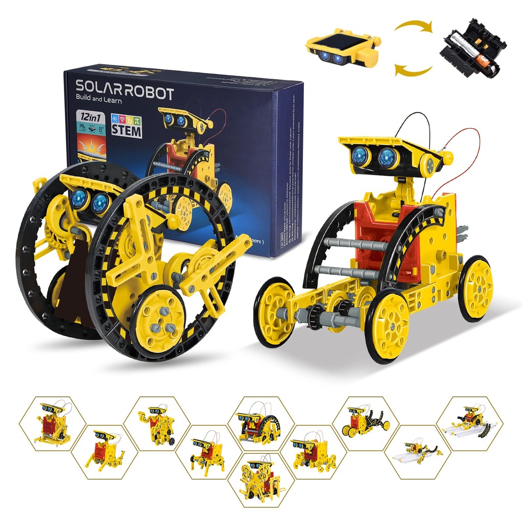 OMWay STEM 12-in-1 Solar Robot Toys, Science Kits for Kids Age 8, Building Experiment Engine