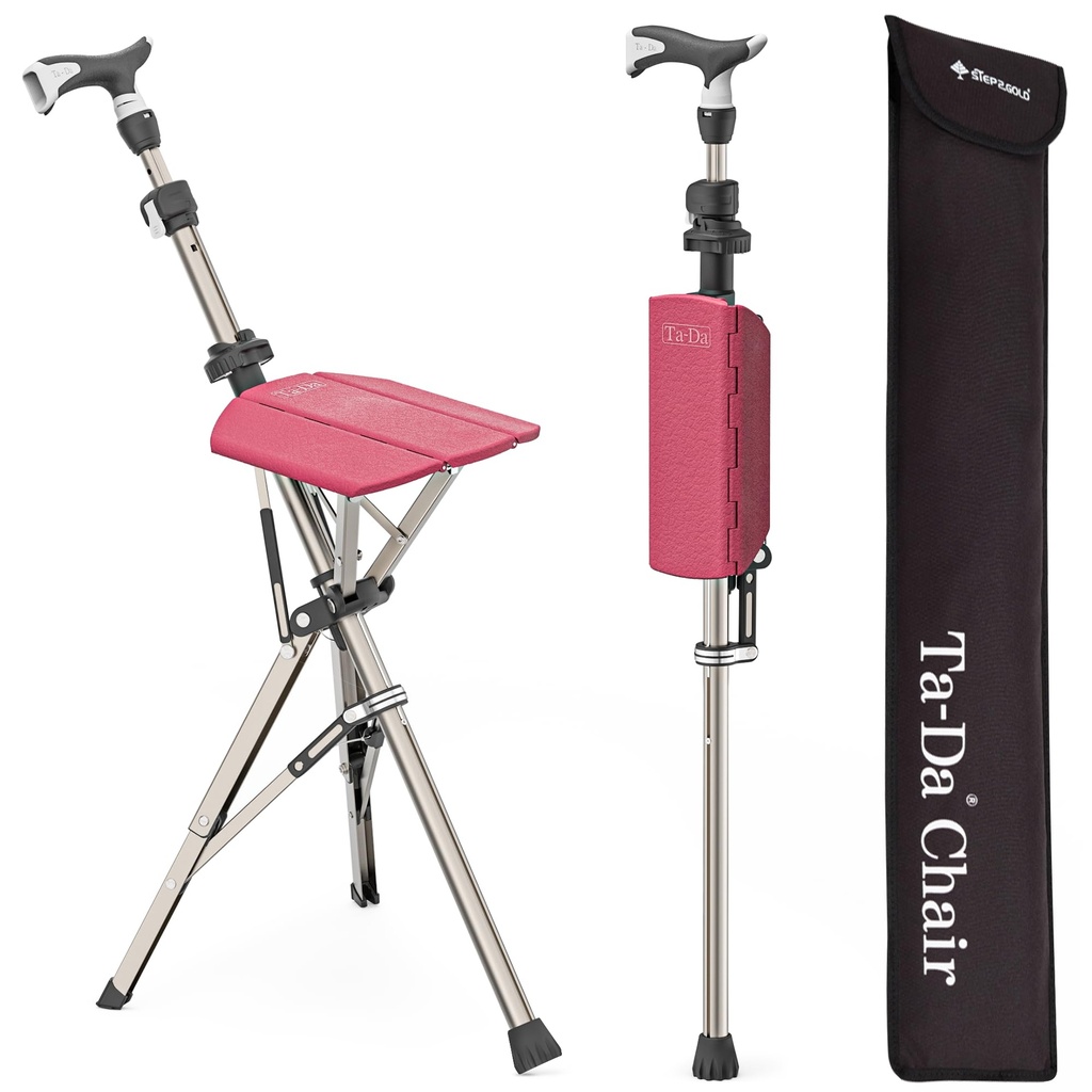 Ta-Da Chair PRO - Walking Stick with Seat, Ultra-Light Aluminium Frame & Sturdy Foldable
