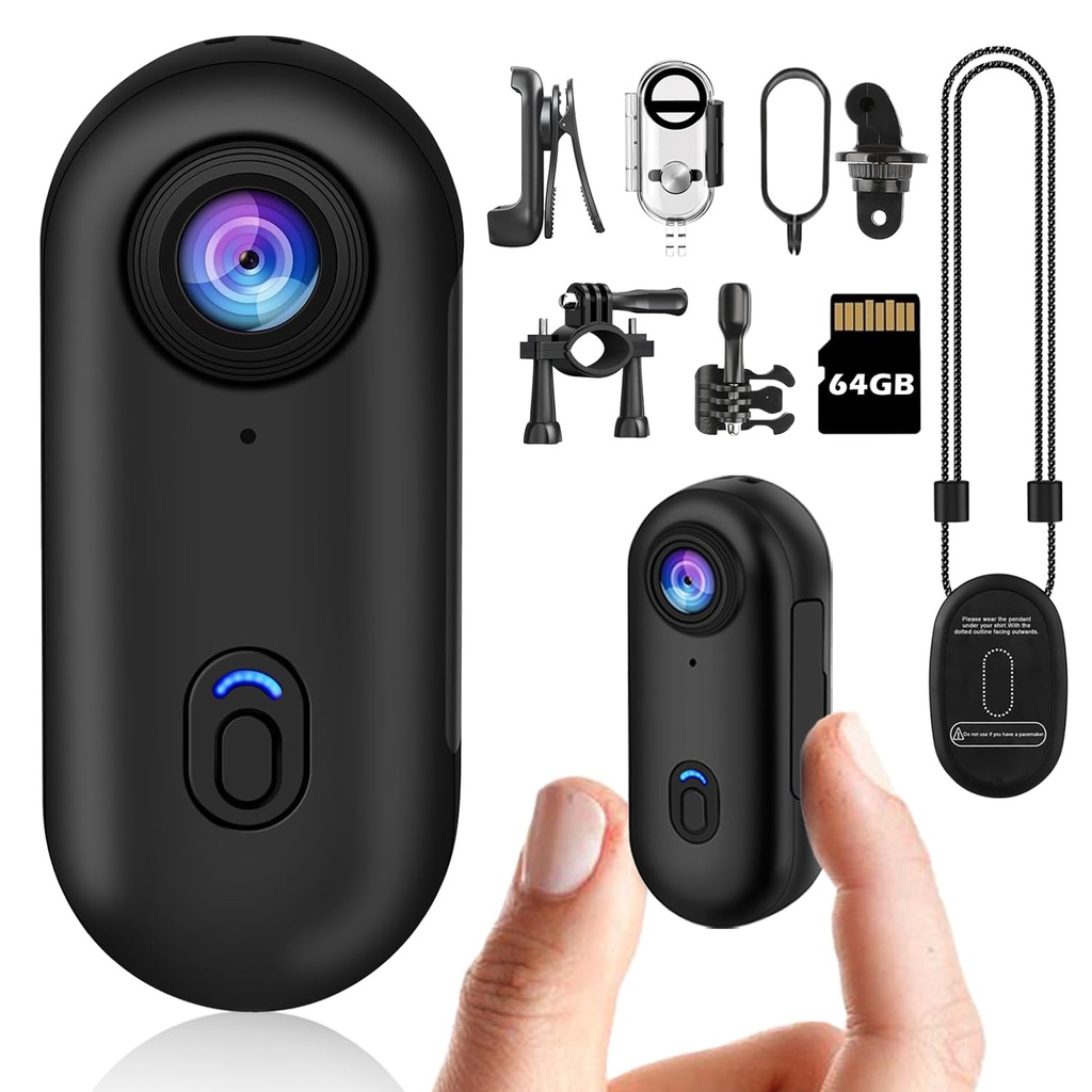 bayehngs 1080P Thumb Action Camera, Wearable Small Body Camera, Tiny Size Hands Free POV 