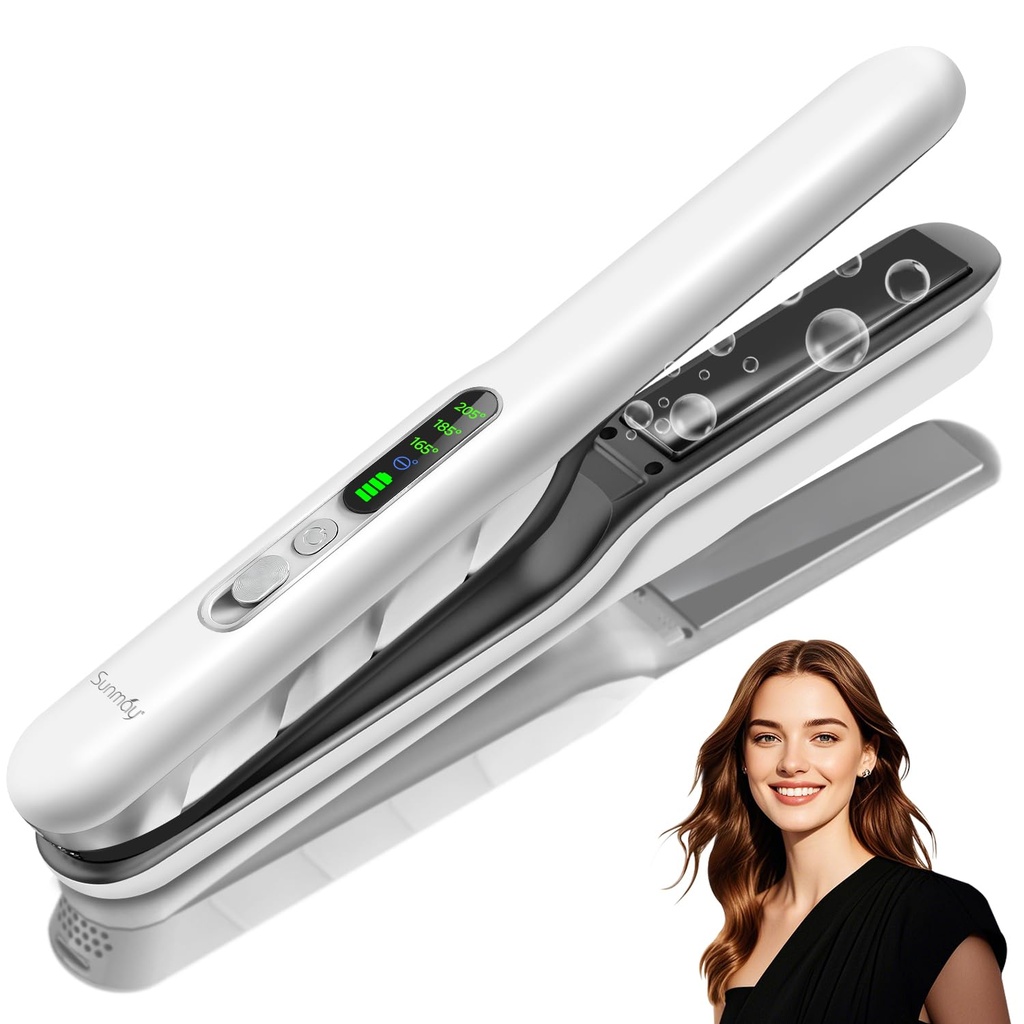 SUNMAY Cordless Hair Straighteners, Portable Titanium Hair Straightener and Curler with Neg