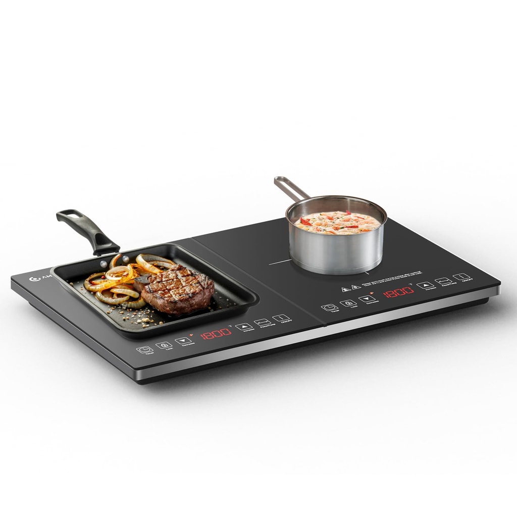 AMZCHEF Double Induction Hob, Induction Cooker with Portable Ultra-thin Body