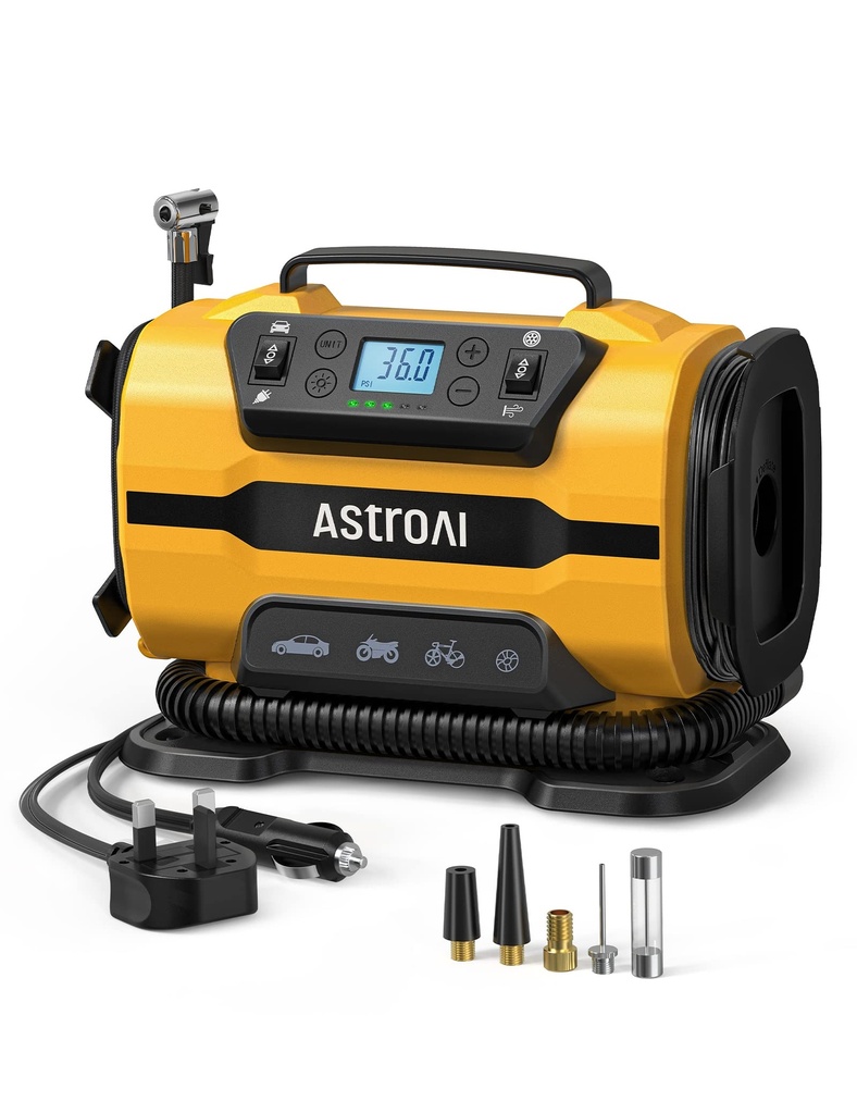 AstroAI Tyre Inflator Air Compressor Dual Power Supply 12V DC