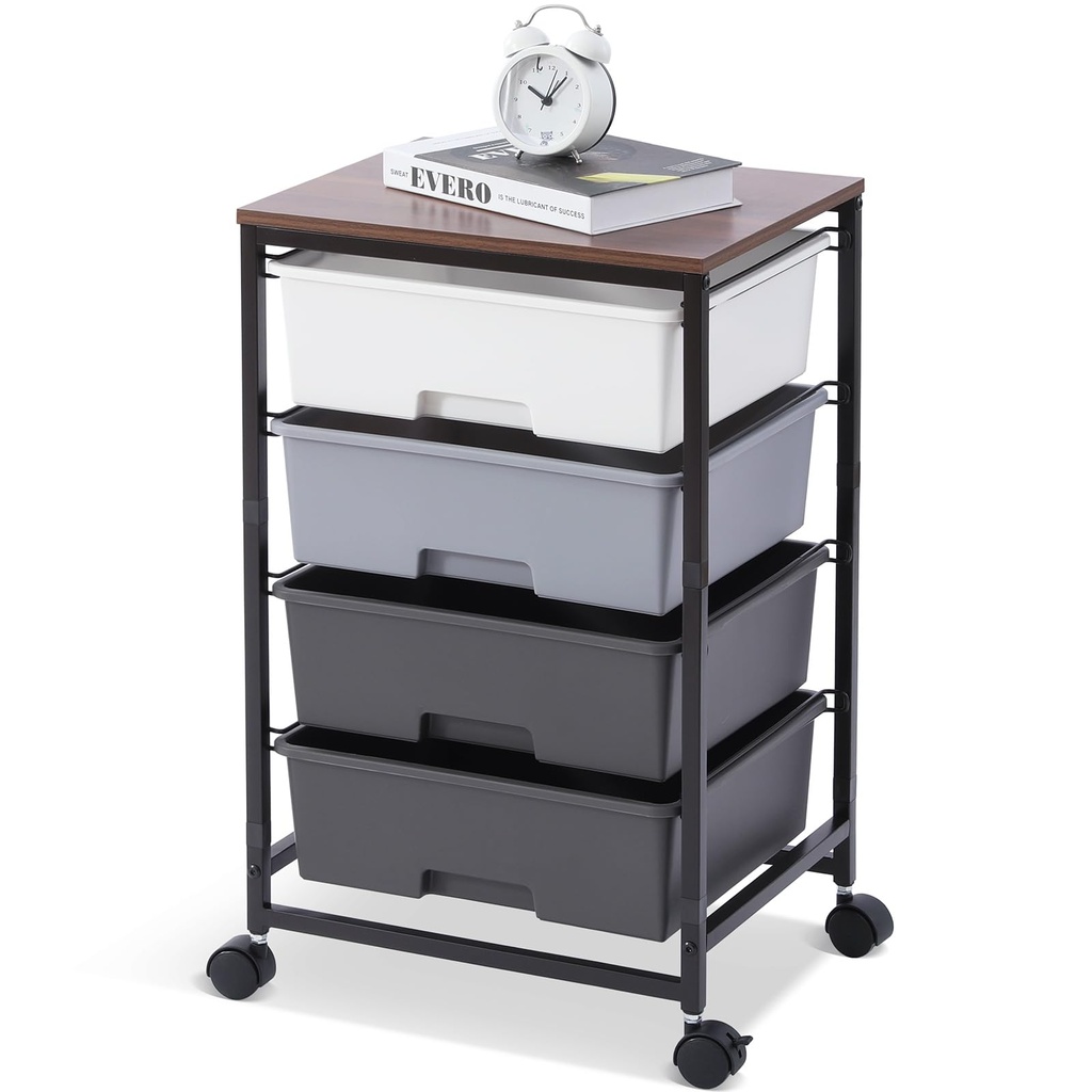 SYKIARIOL Storage Trolley with 4 Drawers, Rolling Storage Cart on Wheels
