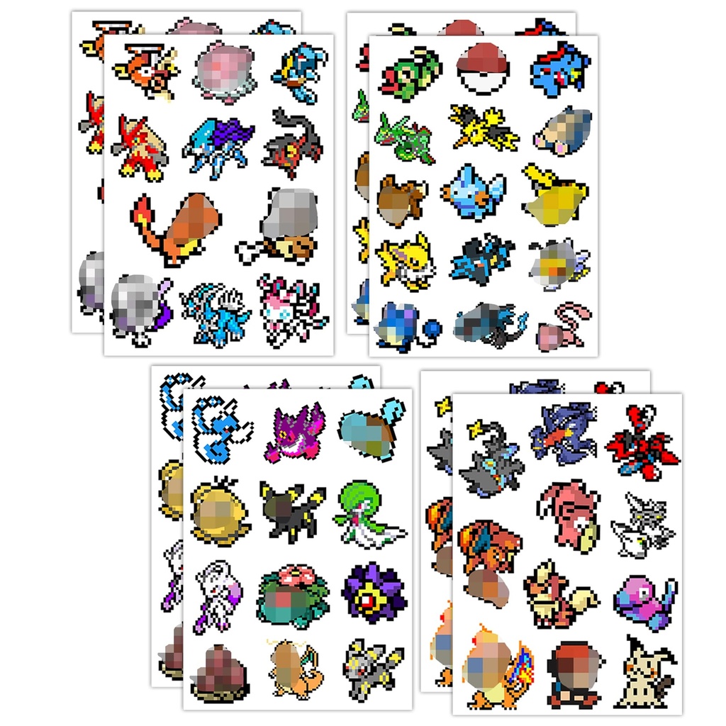 GTOTd Pixel Game Tattoo Temporary Tattoos (8 Sheets) Gifts Merchandise Cute Cartoon Decoarti
