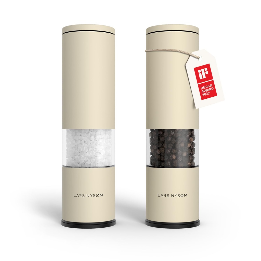 LARS NYSØM Salt and Pepper Grinder Set Manual, Stainless Steel Salt and Pepper Mills 