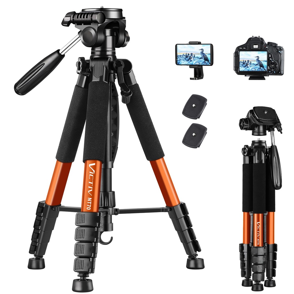 Victiv 182 cm Aluminium Camera Tripod, Lightweight and Compact Travel Tripod for DSLR 