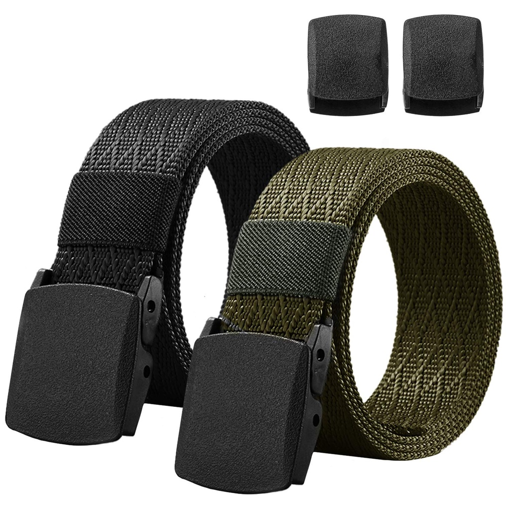 Chalier (2 Pack) Mens Tactical Belt Canvas Military Belt Nylon Heavy Duty Waist Belts for m