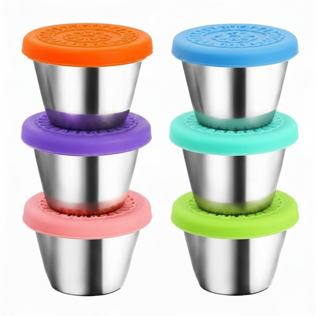 ZOOFOX 6 Pack Salad Dressing Containers to Go, 2.4oz Small Sauce Container with Leakproof Si
