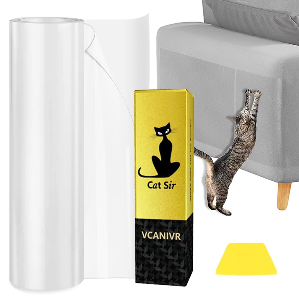 Sticky Paws Cat Furniture Protector Tape, 7.87" x 118", Anti-Scratch, Transparent, Free Cutt