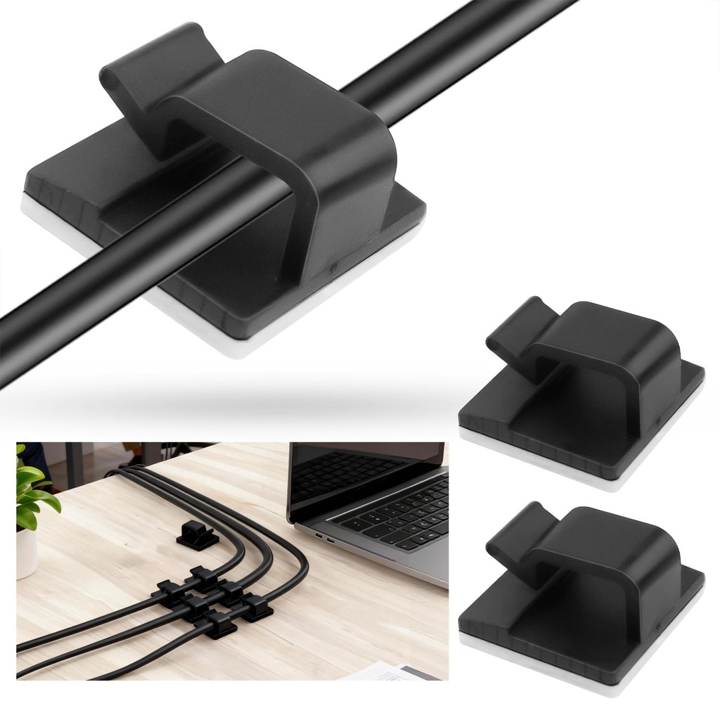 AUMAYCO 100PCS Cable Clips Self Adhesive, Cable Tidy Clips for Desktop Organisation Cable M