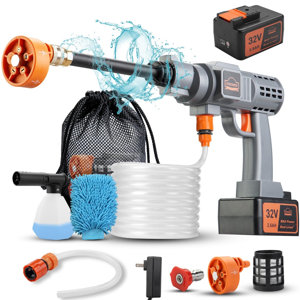 DEWINNER 32V Cordless Battery Powered Pressure Washer, 700PSI Portable Pressure Washer 