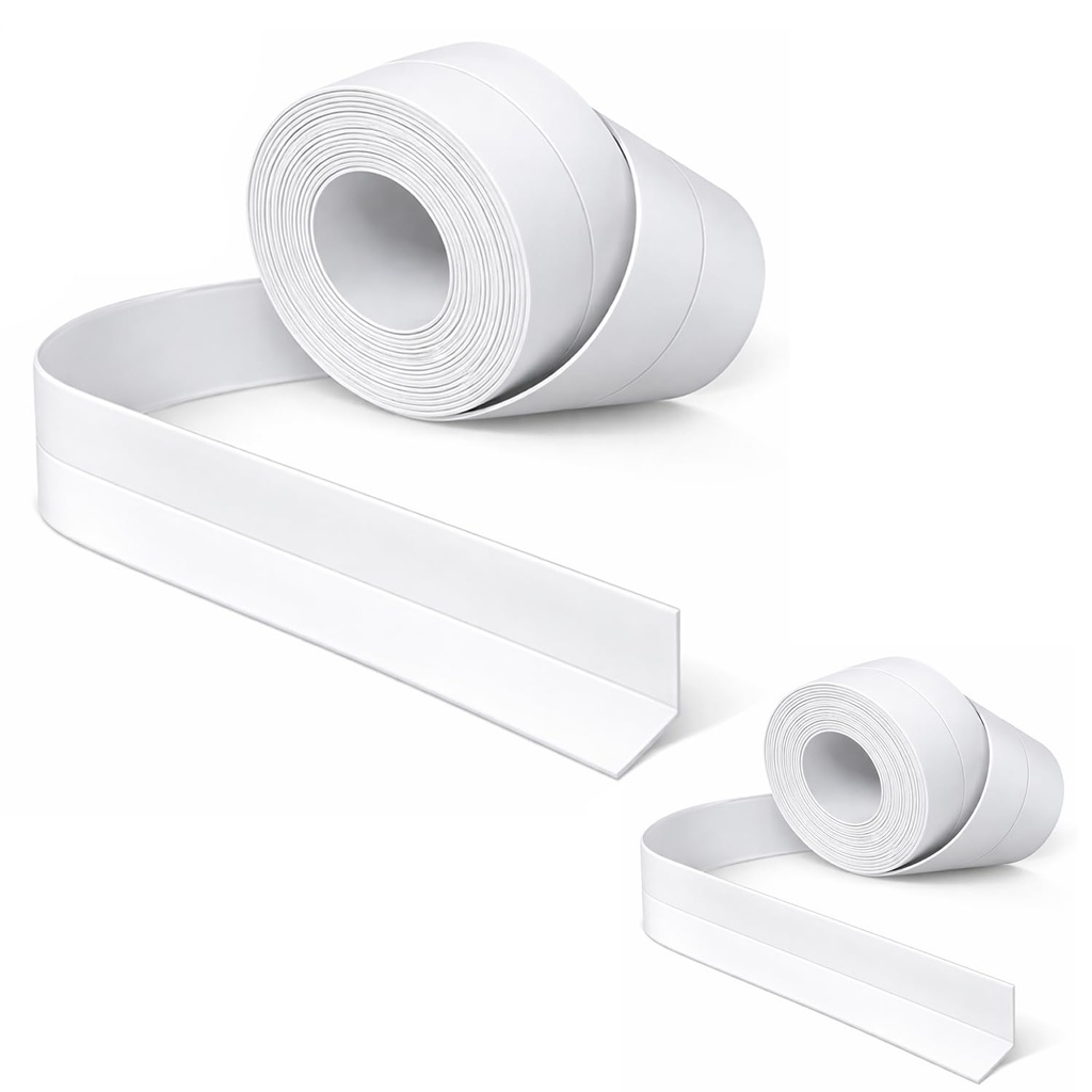 MEKEET 11Ft Bath Sealant Strip - 2pcs Bathroom Sealant Tape Waterproof Self Adhesive Caulk