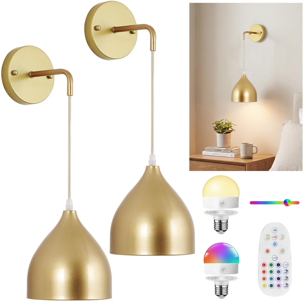 MeoYlaery Battery Operated Wall Lights Indoor,Wireless Wall sconces with Remote Control