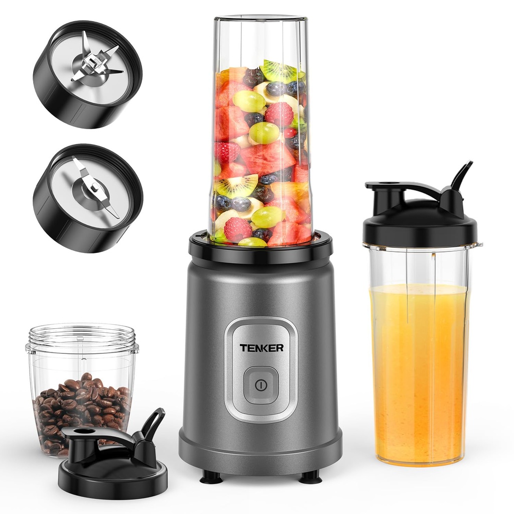 TENKER Smoothie Blender Personal Size for Shakes and Smoothies, with 2 * 650ml Blending Cup,