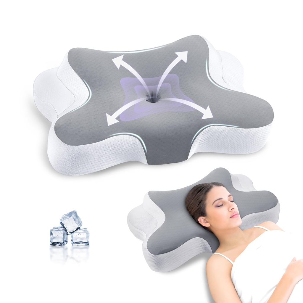 JINXIA Cervical Pillows for Sleeping,Ergonomic Orthopedic Neck Support Pillow,Memory Foam Pi