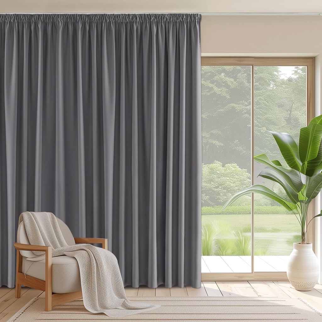 PONY DANCE Pencil Pleat Extra Wide Long Curtain and Blackout Thermal Insulated Curtains & D