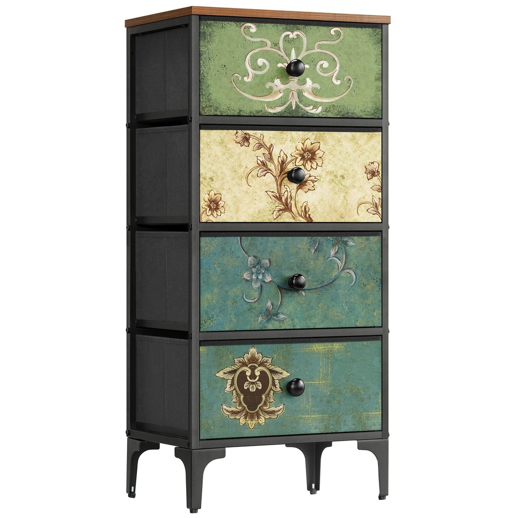 LYNCOHOME Chest of Drawers, Slim Bedroom Furniture with 4 Drawers, Storage Unit for Hallway,