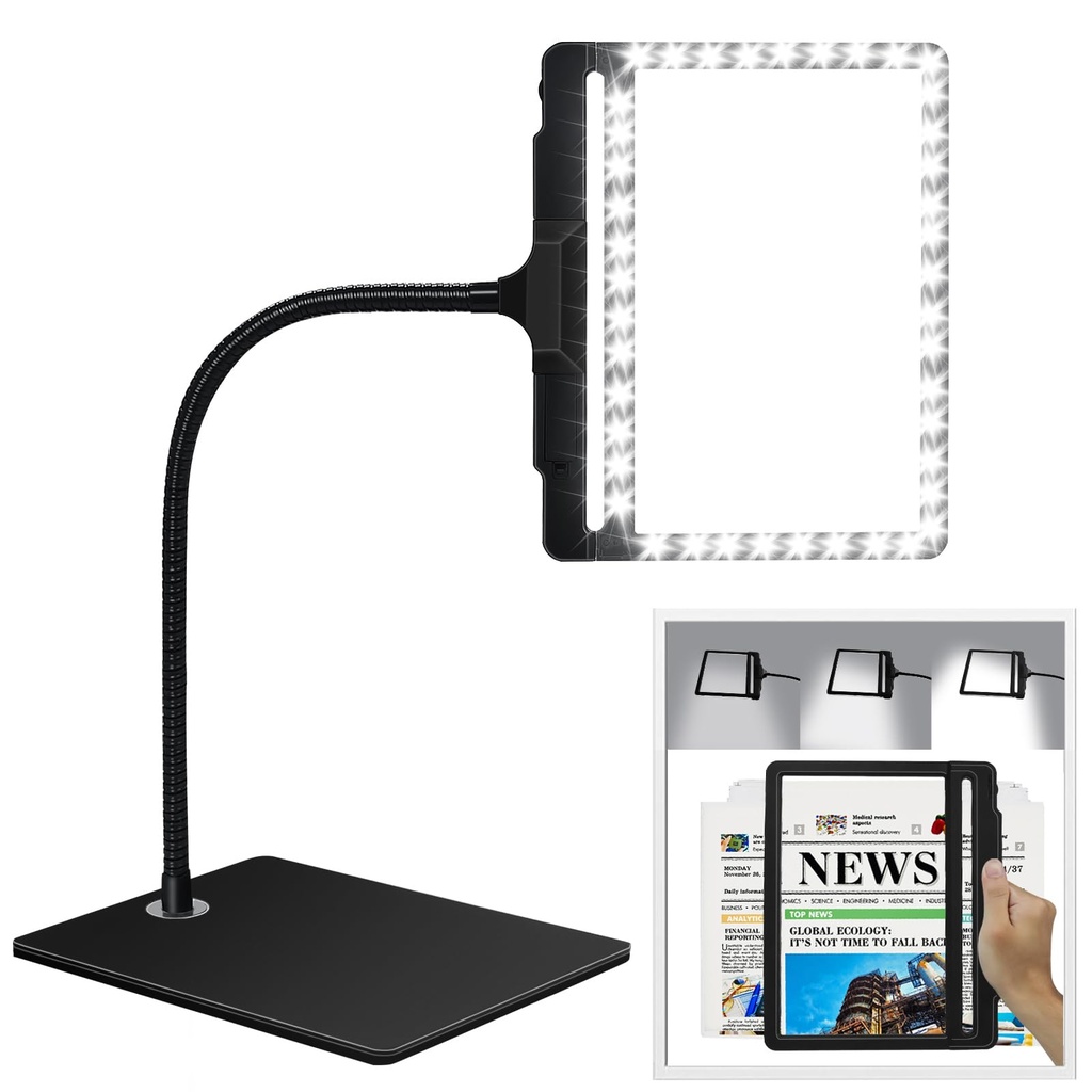 NZQXJXZ 5X Magnifying Glass with Light and Stand, 42 LED Flexible Gooseneck Magnifying Desk
